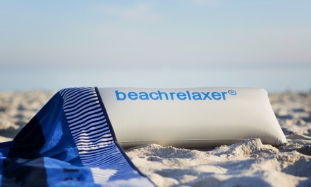 beachrelaxer Strandtuch Strandlaken Sandori gestreift blau Kissen Detail