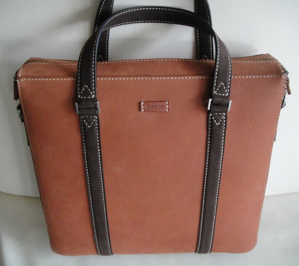 Damen business tasche leder braun / dunkelbraun handgearbeitet ...