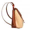 sandori rucksack genarbt cognac braun schaffell seite