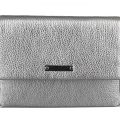 sandori clutch genarbt silber frontseite